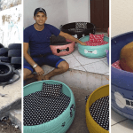 Jovem paraibano faz sucesso transformando pneus velhos em caminhas para animais